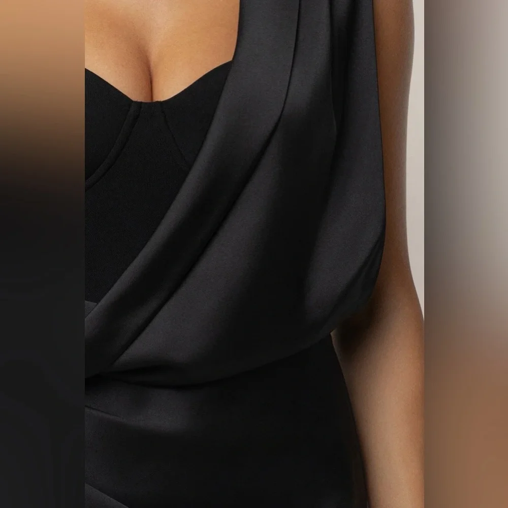 BLACK DRAPED RADIANCE Spring / Summer MAXI DRESS Size S - Picture 8 of 8